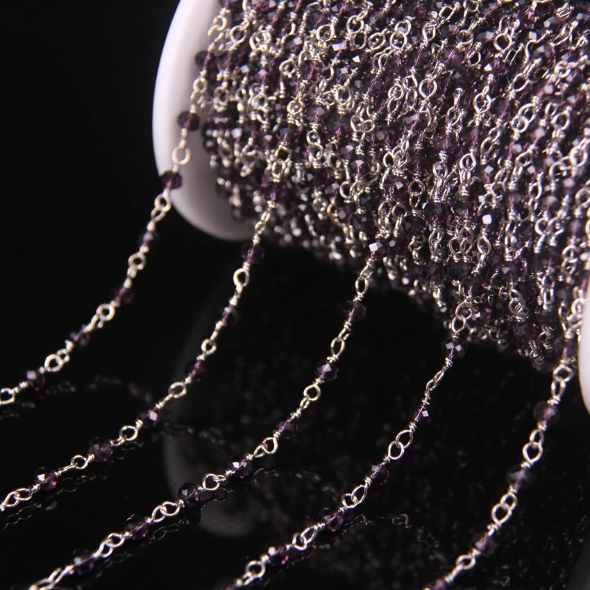 5Meters 3x4mm Purple Glass Faceted Rondelle Bead Rosary Chains Supplies,Silver Color Brass Wire Wrapped Glass Chain DIY Necklace
5Meters 3x4mm Purple Glass Faceted Rondelle Bead Rosary Chains Supplies,Silver Color Brass Wire Wrapped Glass Chain DIY Necklace