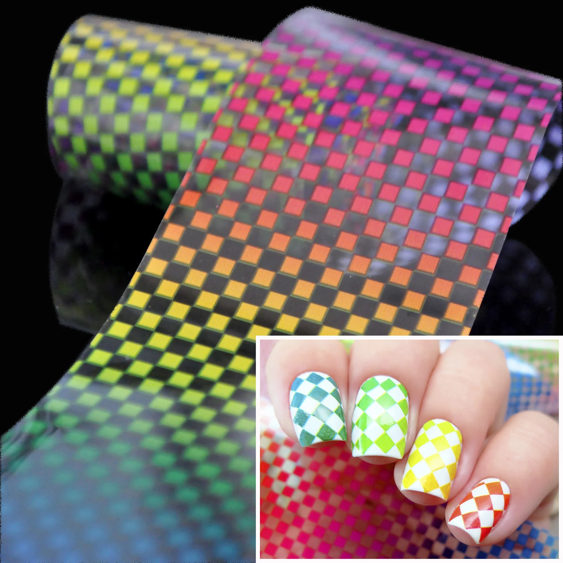 1 roll 4*100CM Gradient Grid Nail Foils Colorful Grids Nail Art Transfer Foil Glue Transfer Sticker Paper 620
1 roll 4*100CM Gradient Grid Nail Foils Colorful Grids Nail Art Transfer Foil Glue Transfer Sticker Paper 620