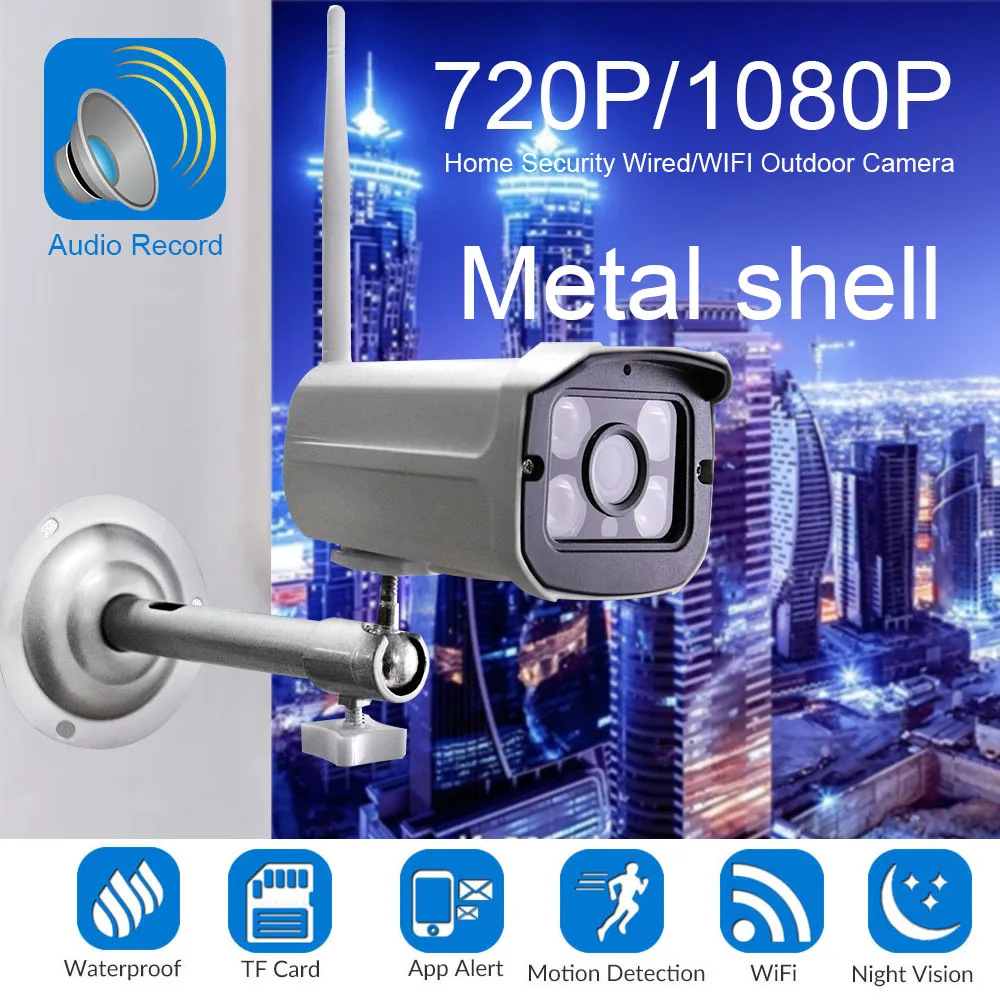 HD Wifi IP Camera 2.0MP 1080P Outdoor Weatherproof Infrared Night Vision Security Video Surveillance Camera Audio Record
HD Wifi IP Camera 2.0MP 1080P Outdoor Weatherproof Infrared Night Vision Security Video Surveillance Camera Audio Record