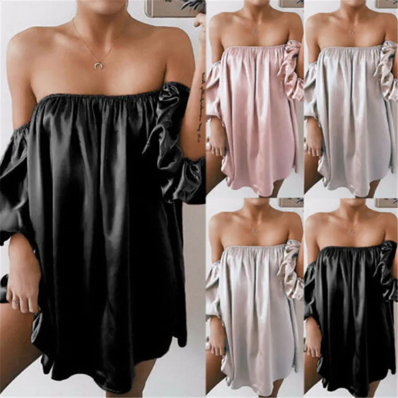 arrival Women Solid Summer Autumn Sexy Strapless Long Sleeve T-shirt Ladies Casual Party Mini Dress Tops
arrival Women Solid Summer Autumn Sexy Strapless Long Sleeve T-shirt Ladies Casual Party Mini Dress Tops
