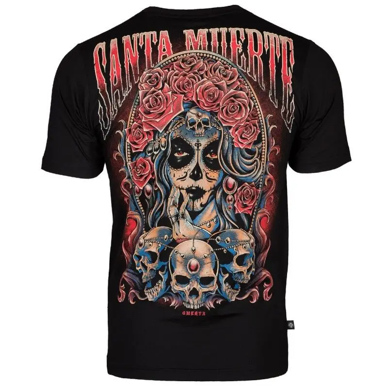 Мужская футболка из 100% хлопка Santa Muerte Omerta черная с экстремальным хобби летняя