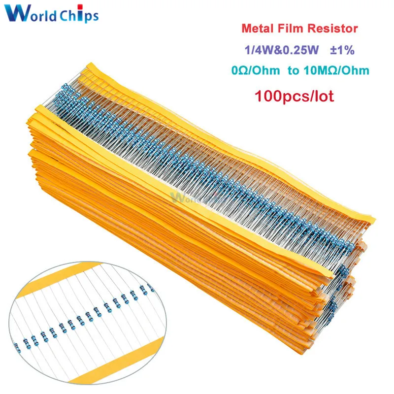 100pcs Metal Film Resistor 1/4W 0.25W 0~10M Ohm 1% 100R 220R 1K 1.5K 2.2K 4.7K 10K 22K 47K 100K 100 220 220 ohm 1M Resistance
100pcs Metal Film Resistor 1/4W 0.25W 0~10M Ohm 1% 100R 220R 1K 1.5K 2.2K 4.7K 10K 22K 47K 100K 100 220 220 ohm 1M Resistance
