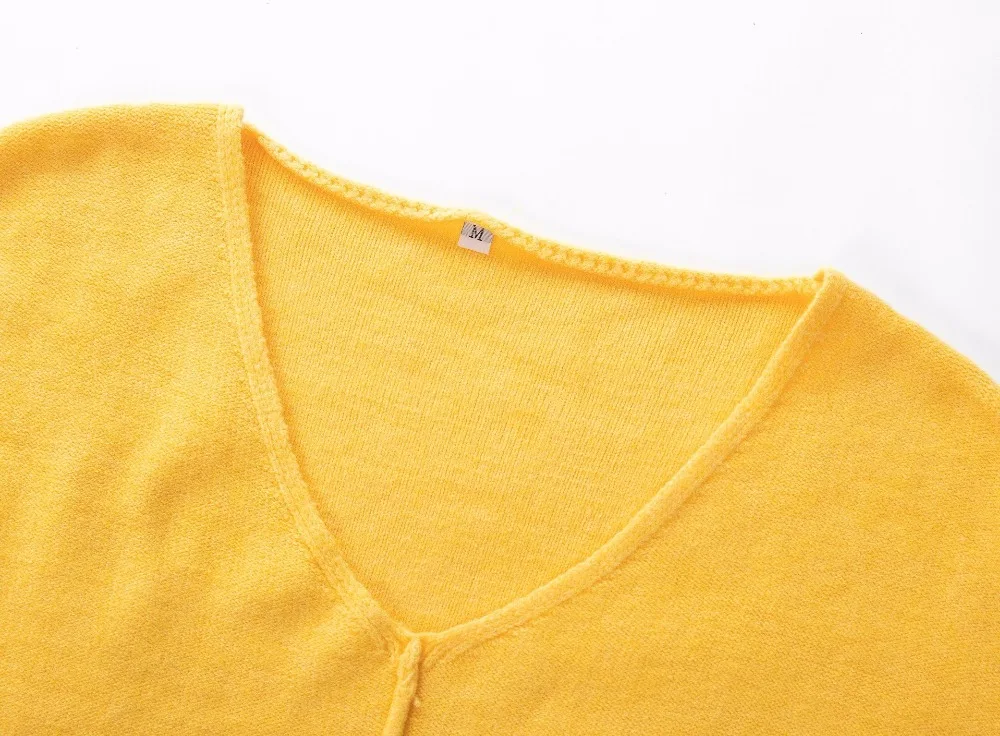 Осенний пуловер 2018 женский джемпер с v-образным вырезом однотонный свободный