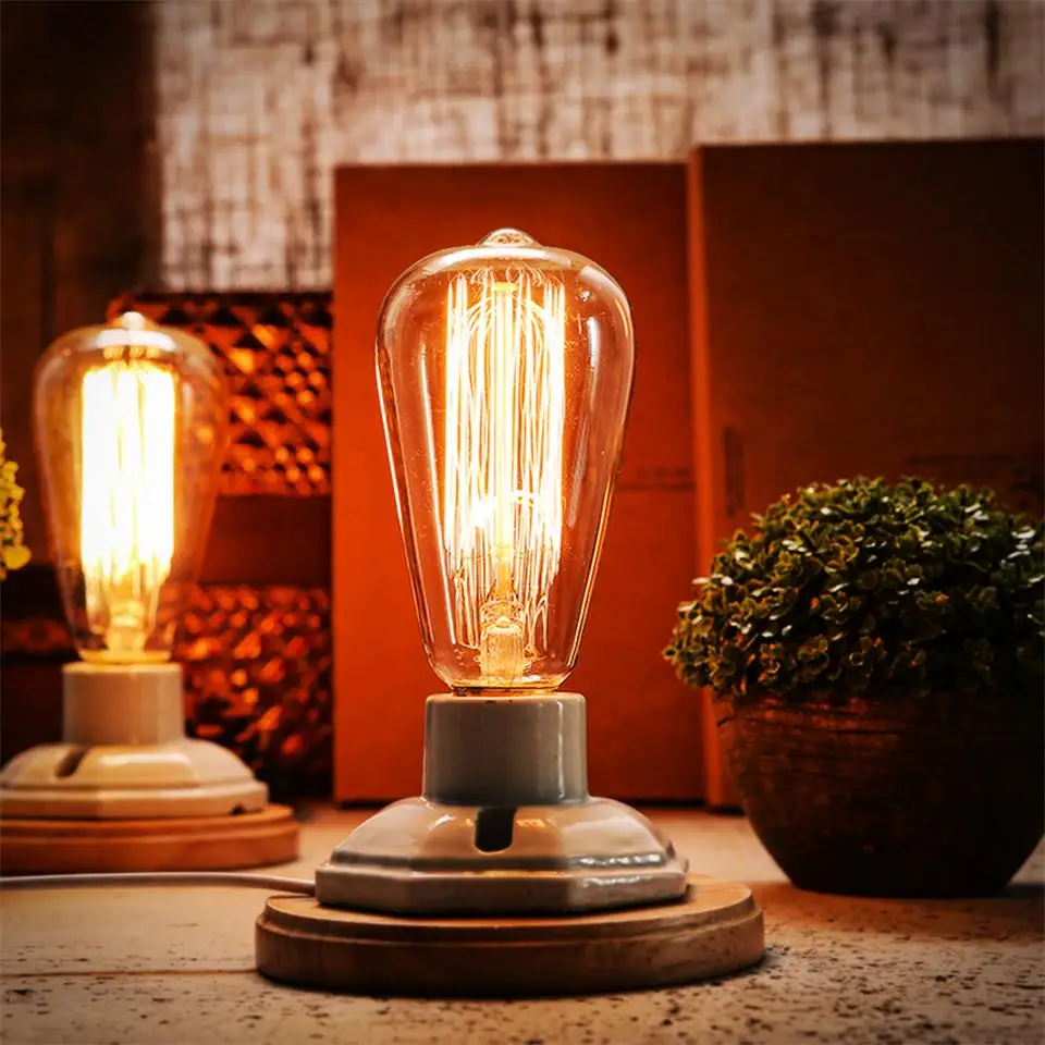 Vintage White Ceramics Wooden Base Table Lamps with On/off Switch E27 Base (No Bulb) Industrial Desk Light for Home Decor
Vintage White Ceramics Wooden Base Table Lamps with On/off Switch E27 Base (No Bulb) Industrial Desk Light for Home Decor