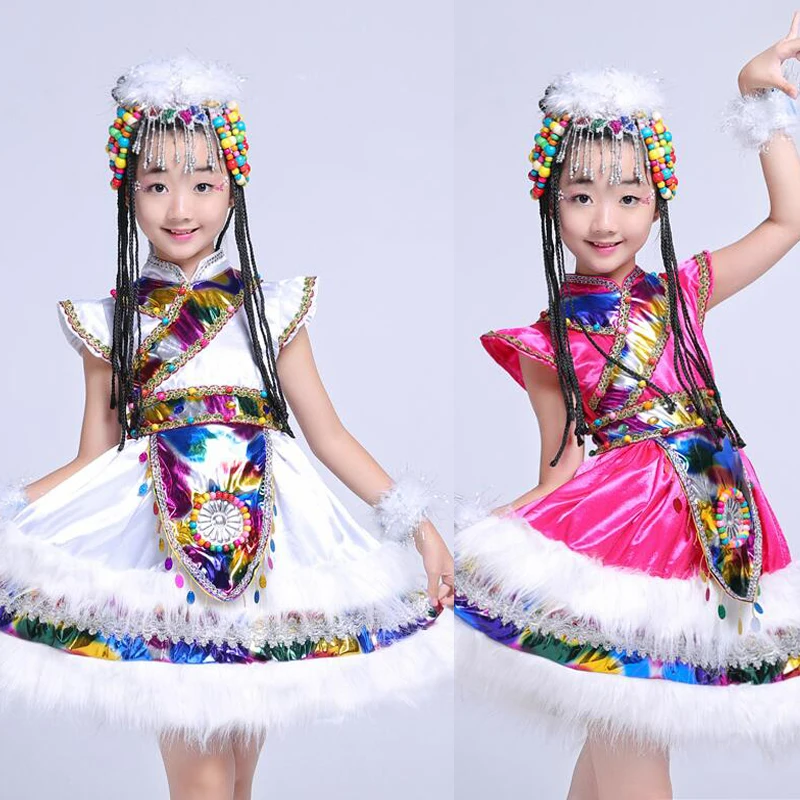 Blue Kids Ballroom chinese folk dancewear costumes child Short sleeves Mongolian nationality dance dress include the Headwear
Blue Kids Ballroom chinese folk dancewear costumes child Short sleeves Mongolian nationality dance dress include the Headwear