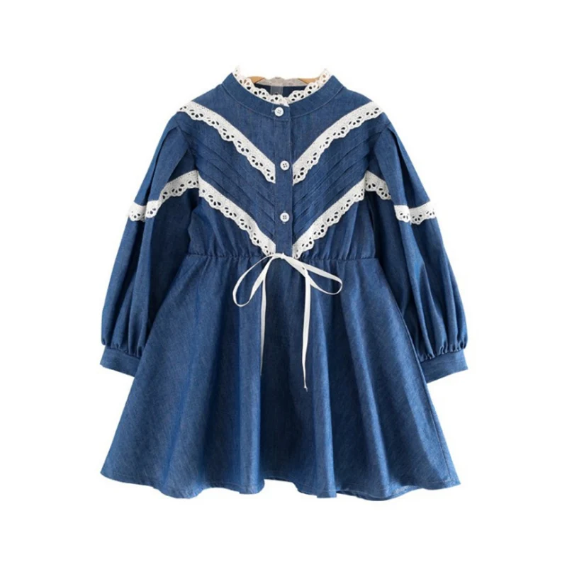 New Autumn Korean Girls Lace Panels Denim Dress Girls Lantern Sleeve Princess Dresses Casual Dress
New Autumn Korean Girls Lace Panels Denim Dress Girls Lantern Sleeve Princess Dresses Casual Dress