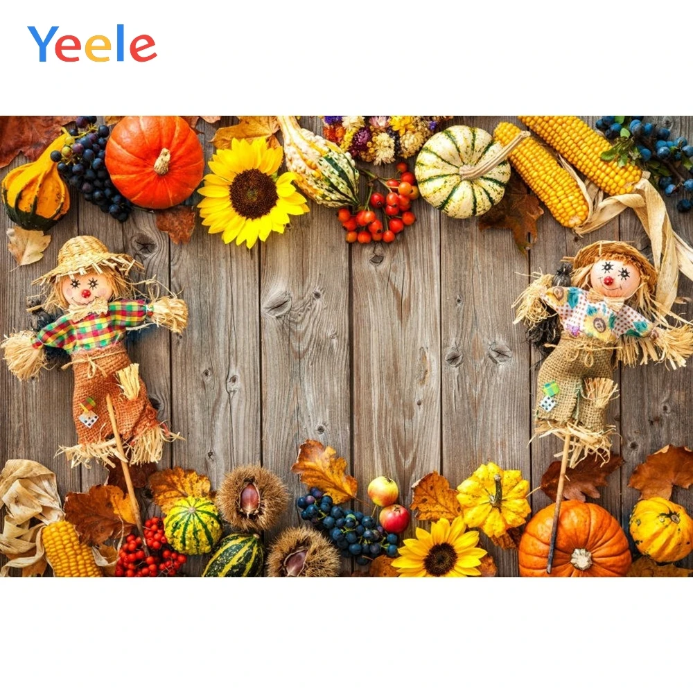 Yeele осенние фоны для фотосъемки с деревянной доской кукурузой цветком тыквой