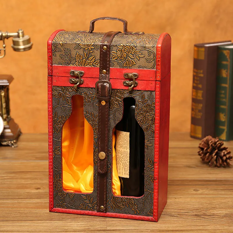 Retro double Wood Wine Box Portable archaistic Vintage Wine Box Gift Wine Storage Box Bottle Packag Wth Handle Bar Accessories
Retro double Wood Wine Box Portable archaistic Vintage Wine Box Gift Wine Storage Box Bottle Packag Wth Handle Bar Accessories