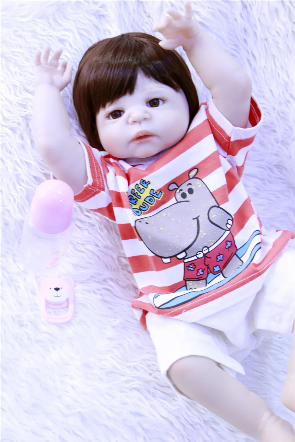 NEW 23 Inch/57cm Realistic Reborn Babies Full Silicone Lifelike Boy Body Baby Dolls With brown or blue Eyes Kids Sleeping Toy
NEW 23 Inch/57cm Realistic Reborn Babies Full Silicone Lifelike Boy Body Baby Dolls With brown or blue Eyes Kids Sleeping Toy