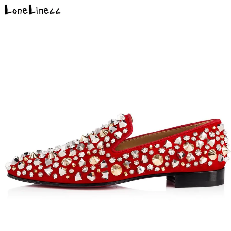 2019 Newest Mens Moccasins Summer Brand Spike Sneakers Red Velvet Suede Flats Red Bottom Men Casual Shoes Gold Nail Loafers
2019 Newest Mens Moccasins Summer Brand Spike Sneakers Red Velvet Suede Flats Red Bottom Men Casual Shoes Gold Nail Loafers