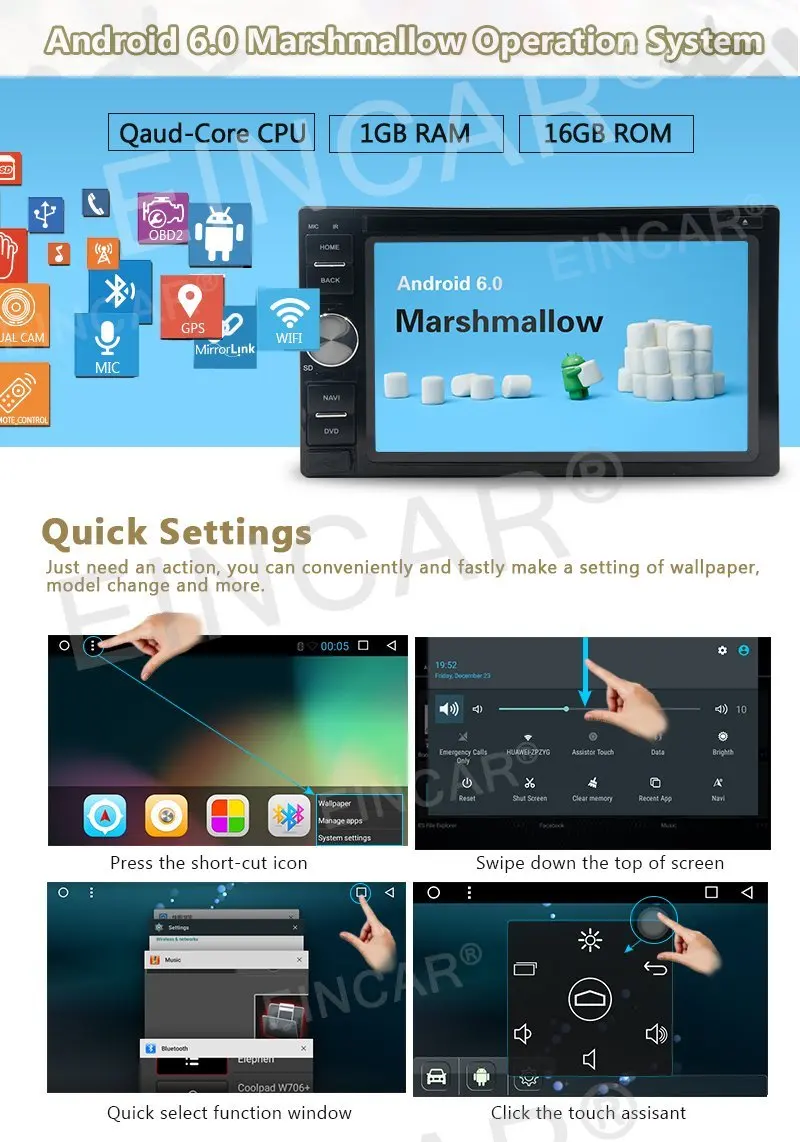 2DIN автомобильный dvd-плеер Android 6 0 система четырехъядерный gps радиоприёмник стерео