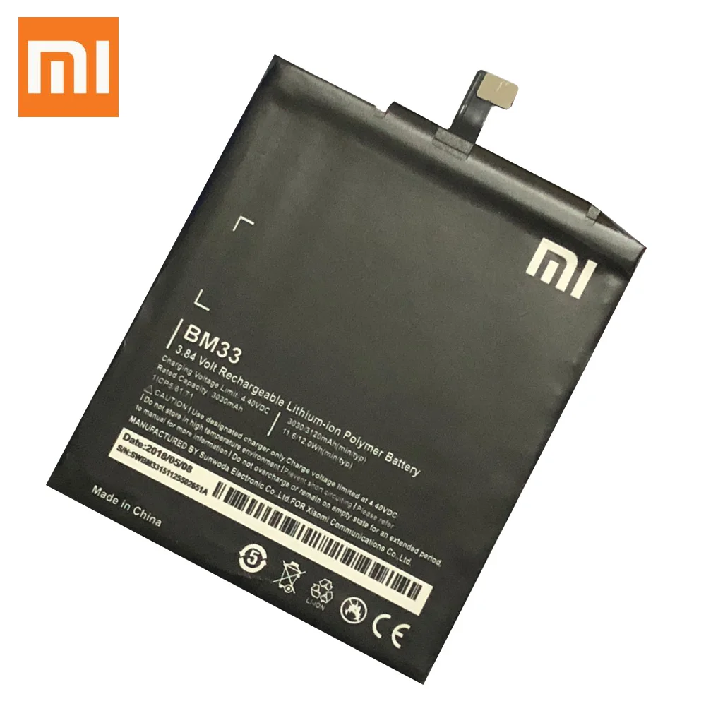 Xiao Mi Оригинальный аккумулятор для телефона BM33 XIaomi 4i Mi4i M4i 3120 мАч Сменные