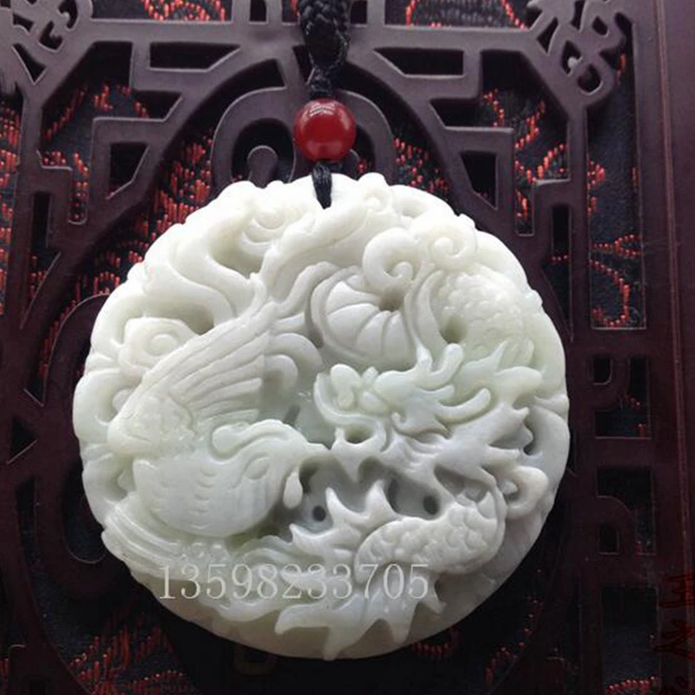 50*50 Original Genuine Natural White Jade Dragon Phoenix Stone Pendant Energy Stone Necklace Sweater Chain Fashion Love Jewelry
50*50 Original Genuine Natural White Jade Dragon Phoenix Stone Pendant Energy Stone Necklace Sweater Chain Fashion Love Jewelry