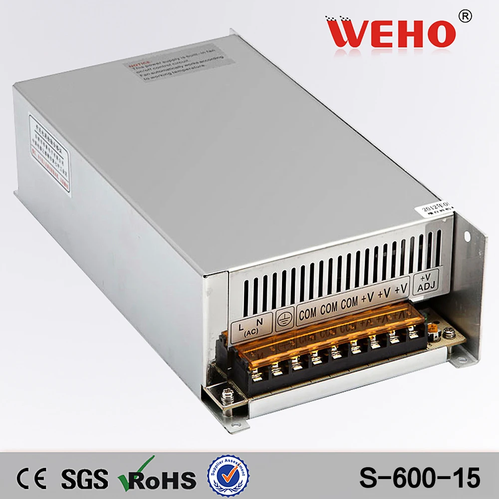 (S-600-15)Factory outlet CE RoHS approved 110/220VAC input 40A 15v 600w power supply
(S-600-15)Factory outlet CE RoHS approved 110/220VAC input 40A 15v 600w power supply