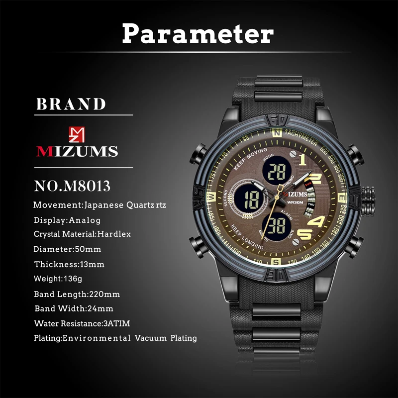 2019 MIZUMS new fashion luxury men Japanese movement quartz watches male business waterproof led stainless steel bracelet clocks
2019 MIZUMS new fashion luxury men Japanese movement quartz watches male business waterproof led stainless steel bracelet clocks