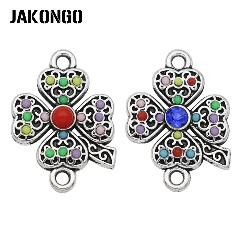 JAKONGO Antique Silver Plated Crystal Clover Connector for Jewelry Making Bracelet Findings DIY Accessories 21x15mm 5pcs
JAKONGO Antique Silver Plated Crystal Clover Connector for Jewelry Making Bracelet Findings DIY Accessories 21x15mm 5pcs