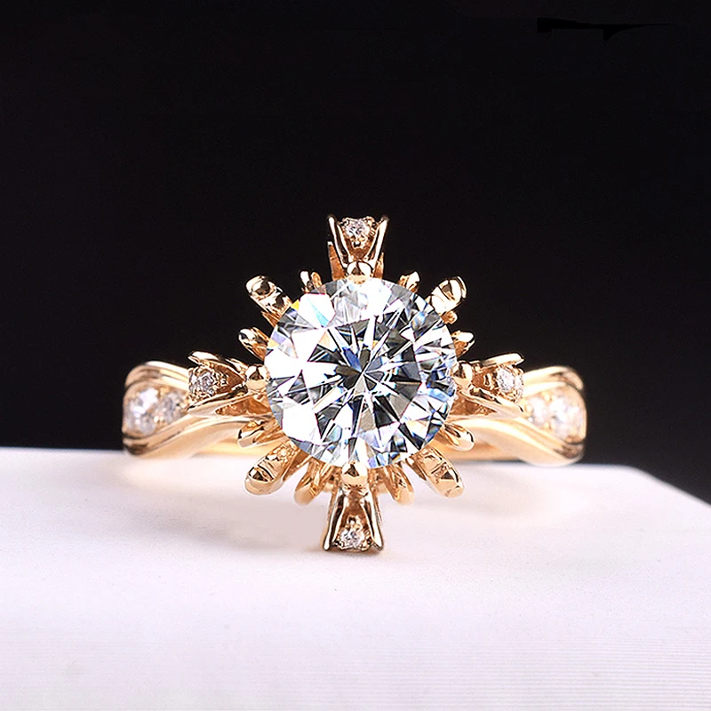 Solid 18K Yellow Gold DF Color Center 1CT 6.5mm Round Brilliant Cut Moissanite Ring Wedding Ring Fine Gold Jewelry For Women
Solid 18K Yellow Gold DF Color Center 1CT 6.5mm Round Brilliant Cut Moissanite Ring Wedding Ring Fine Gold Jewelry For Women