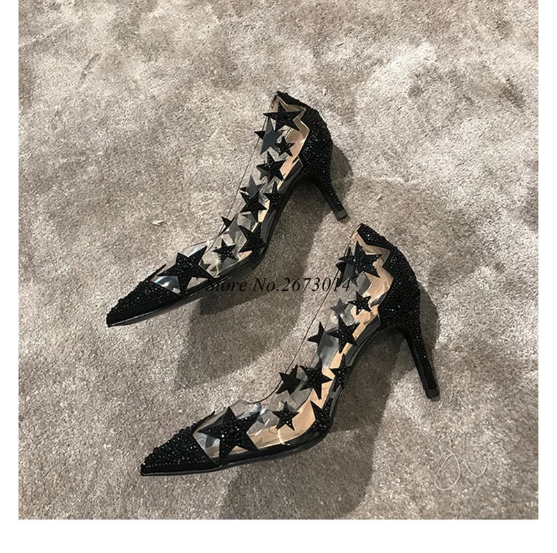 New Design Spring Women Stilettos Women Stars Crystal Decor Pumps Shoes Sexy Women Thin Heels 6/8Cm Transparent Shoe Pumps Black
New Design Spring Women Stilettos Women Stars Crystal Decor Pumps Shoes Sexy Women Thin Heels 6/8Cm Transparent Shoe Pumps Black
