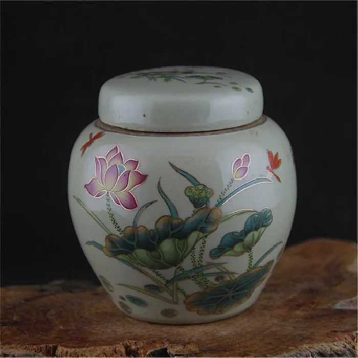 

6 Antique QingDynasty porcelain pot,Pastel gilt lotus Jar,hand painted crafts,Decoration,Collection&Adornment,Free shipping
