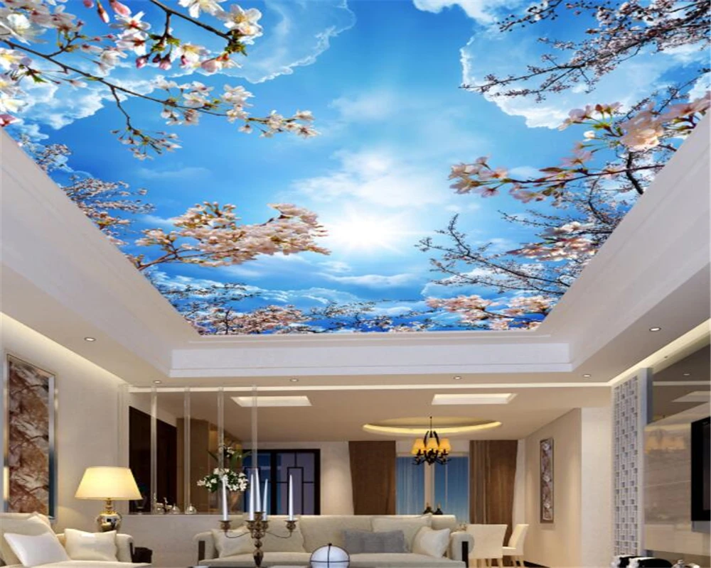 Beibehang Custom 3D Blue sky white clouds cherry ceiling roof Murals Wallpaper Living Room 3d wallpaper Home decoration
Beibehang Custom 3D Blue sky white clouds cherry ceiling roof Murals Wallpaper Living Room 3d wallpaper Home decoration