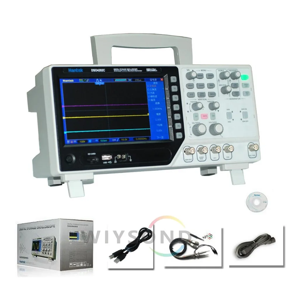 O079 Hantek DSO4202C Digital Oscilloscope 2CH 200MHz Bandwidth 1GSa/s Waveform Generator Synchronizing Signal External Trigger
O079 Hantek DSO4202C Digital Oscilloscope 2CH 200MHz Bandwidth 1GSa/s Waveform Generator Synchronizing Signal External Trigger