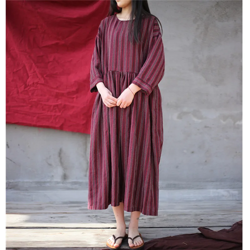 SCUWLINEN 2020 Vestidos Women Spring Summer Dress O-neck Vintage Stripes Jacquard Loose Long Linen Cotton Dress W35
SCUWLINEN 2020 Vestidos Women Spring Summer Dress O-neck Vintage Stripes Jacquard Loose Long Linen Cotton Dress W35