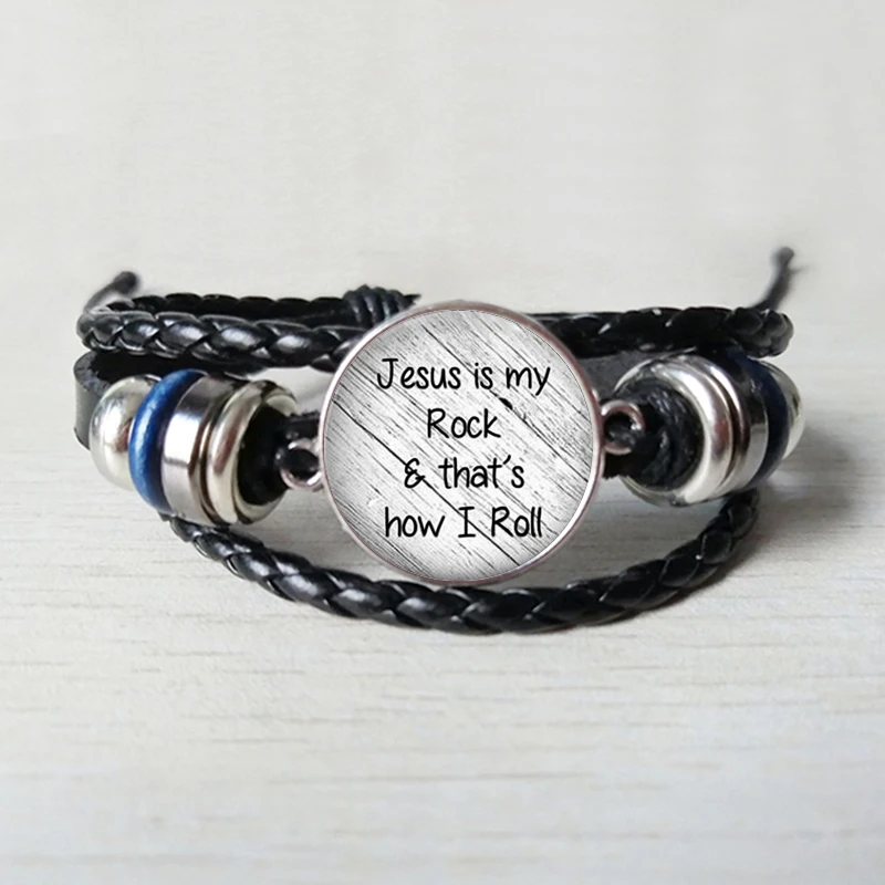 Jesus is my rock, this is how I roll the Leather Bracelet Faith Christian inspirational glass cabochon Leather Bracelet jewelry
Jesus is my rock, this is how I roll the Leather Bracelet Faith Christian inspirational glass cabochon Leather Bracelet jewelry