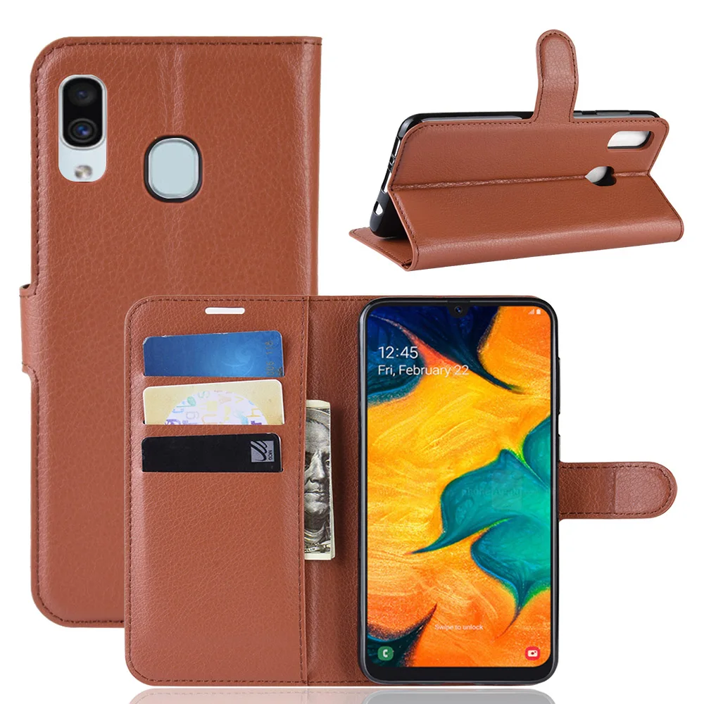 Фото Чехол на A30 A20 для Samsung Galaxy кожаный флип чехол с отделением карт - купить