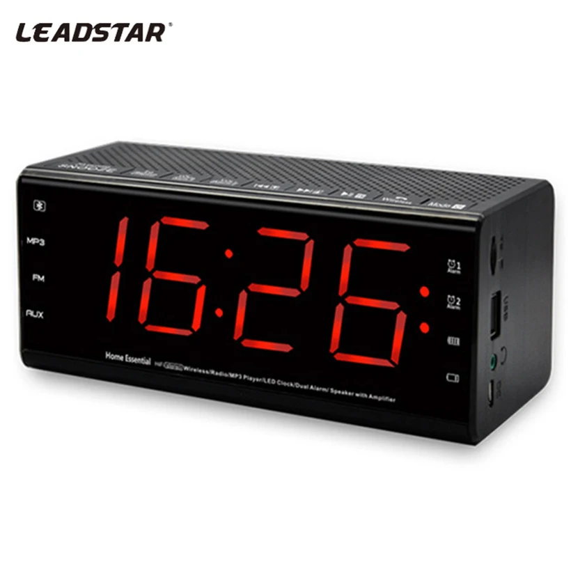 Leadstar Wirelss Bluetooth Speakers Alarm Clock Hands-free Calls LCD Screen FM Radio Amplifier Support TF Card&USB Disk Playback
Leadstar Wirelss Bluetooth Speakers Alarm Clock Hands-free Calls LCD Screen FM Radio Amplifier Support TF Card&USB Disk Playback