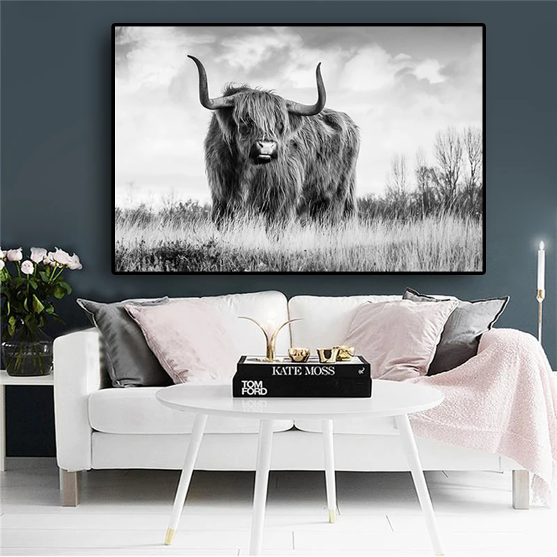80x120cm Black and White HIGHLAND COW Animal Canvas Painting Posters and Prints Scandinavian Wall Art Picture for Living Room
80x120cm Black and White HIGHLAND COW Animal Canvas Painting Posters and Prints Scandinavian Wall Art Picture for Living Room
