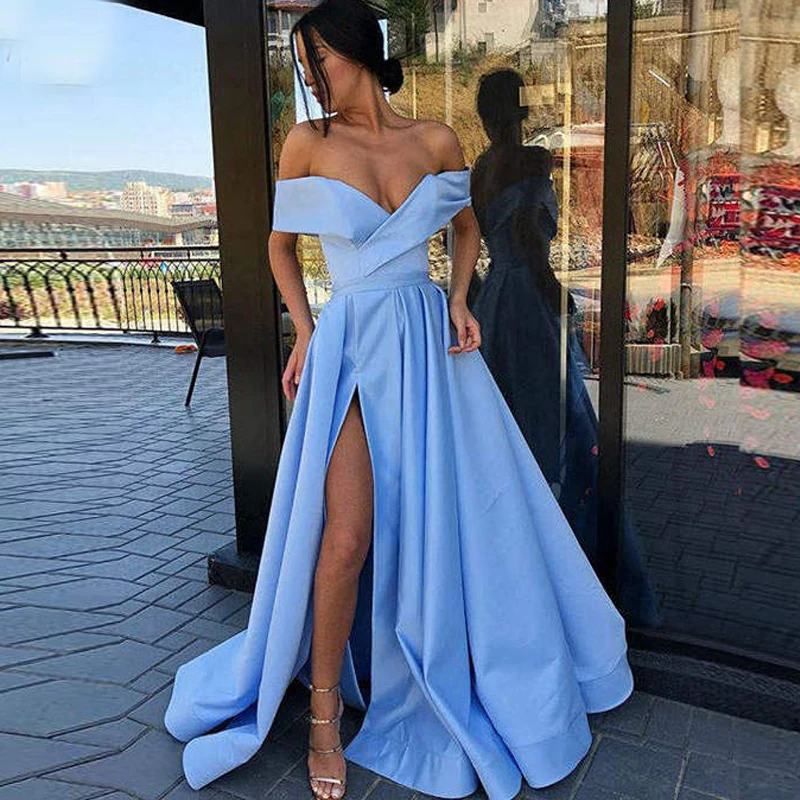 Custom-made Elegant Off Shoulder Evening Dress for Women Satin A-line Floor Length Formal Party Dress With Front Slit Gala Dress
Custom-made Elegant Off Shoulder Evening Dress for Women Satin A-line Floor Length Formal Party Dress With Front Slit Gala Dress