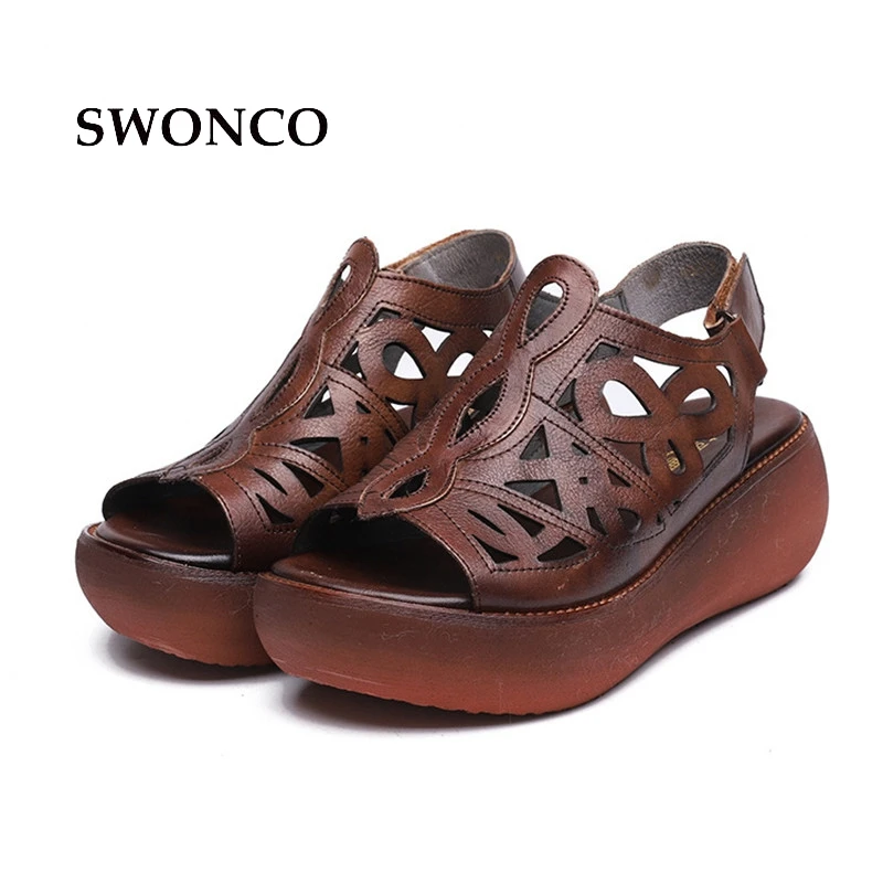 SWONCO Women's Sandals 2018 Summer Genuine Leather Thick Sole Ladies Shoe Gladiator Sandals Women Flat Non-slip Retro Woman Shoe
SWONCO Women's Sandals 2018 Summer Genuine Leather Thick Sole Ladies Shoe Gladiator Sandals Women Flat Non-slip Retro Woman Shoe