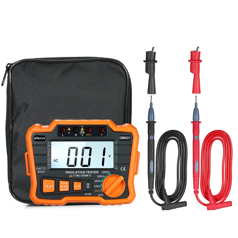 KKmoon Insulation Resistance Tester DCV ACV Meter 1000V Ground Megohmmeter MegOhm Voltmeter w/LCD Backlight Display
KKmoon Insulation Resistance Tester DCV ACV Meter 1000V Ground Megohmmeter MegOhm Voltmeter w/LCD Backlight Display