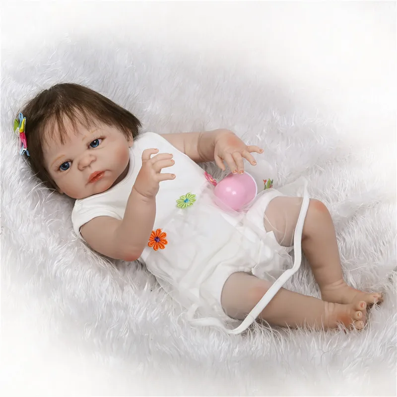 Boneca Reborn girl baby dolls 55 см силиконовая кукла reborn doll toys gift bebe corpo de silicone inteiro NPK|Куклы| |