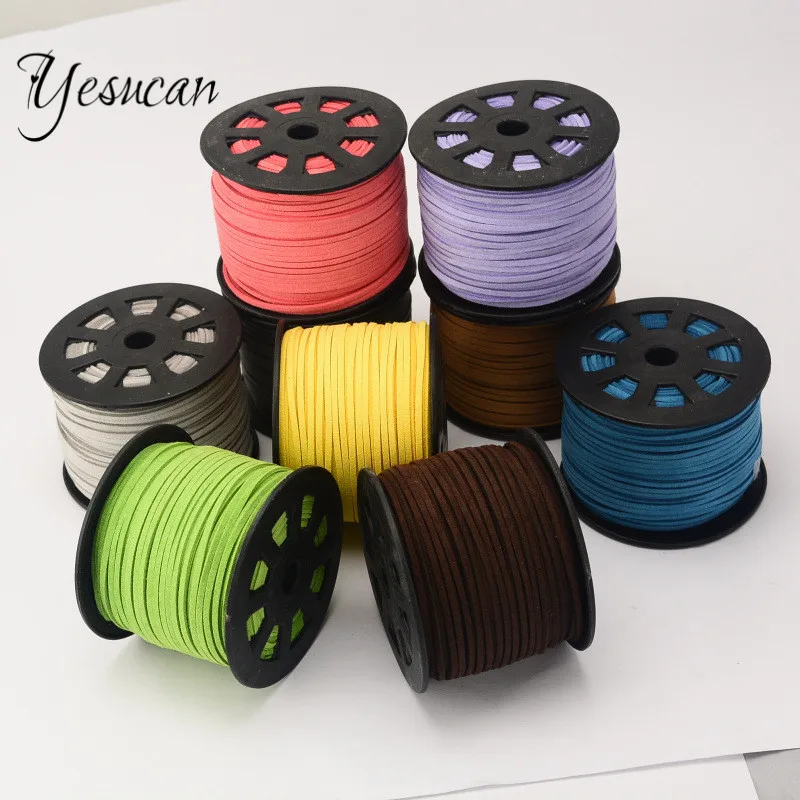 Yesucan 5 ярдов 2 6x1 мм плоский Корейский Бархатный кожаный шнур из искусственной