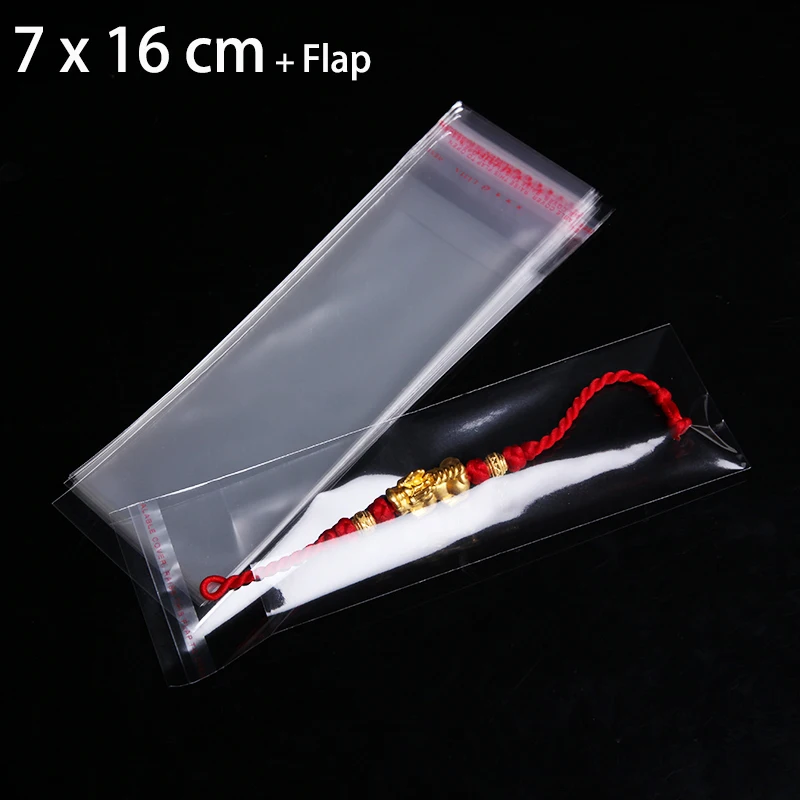 

100pcs 7cm x 16cm CLEAR PACKAGING POUCHES 2.76" x 6.3" SMALL PLASTIC BAGGIE NECKLACE JEWELRY STORAGE BAGS