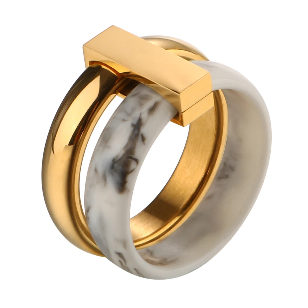JINHUI Trendy Stainless Steel Resin Rings Women Men Gold Color Circle Rings For Wedding Fashion Jewelry Gift
JINHUI Trendy Stainless Steel Resin Rings Women Men Gold Color Circle Rings For Wedding Fashion Jewelry Gift