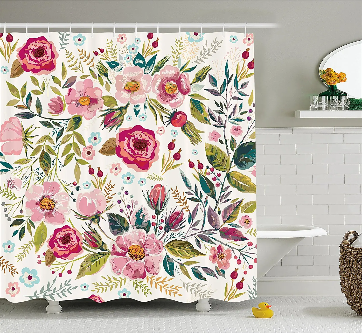 Floral Shower Curtain Shabby Chic Flowers Roses Pedals Dots Leaves Buds Spring Season Artwork Bathroom Decor Set
Floral Shower Curtain Shabby Chic Flowers Roses Pedals Dots Leaves Buds Spring Season Artwork Bathroom Decor Set