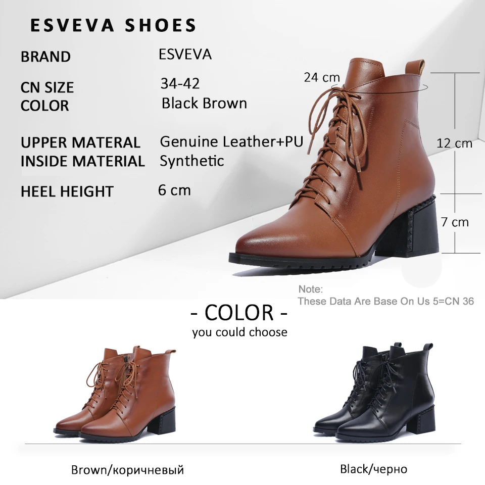 ESVEVA 2019 Women Shoes Square Cow Leather PU Square High Heels Winter Shoes Ankle Boots Zipper Western Woman Shoes Size 34-42 
ESVEVA 2019 Women Shoes Square Cow Leather PU Square High Heels Winter Shoes Ankle Boots Zipper Western Woman Shoes Size 34-42