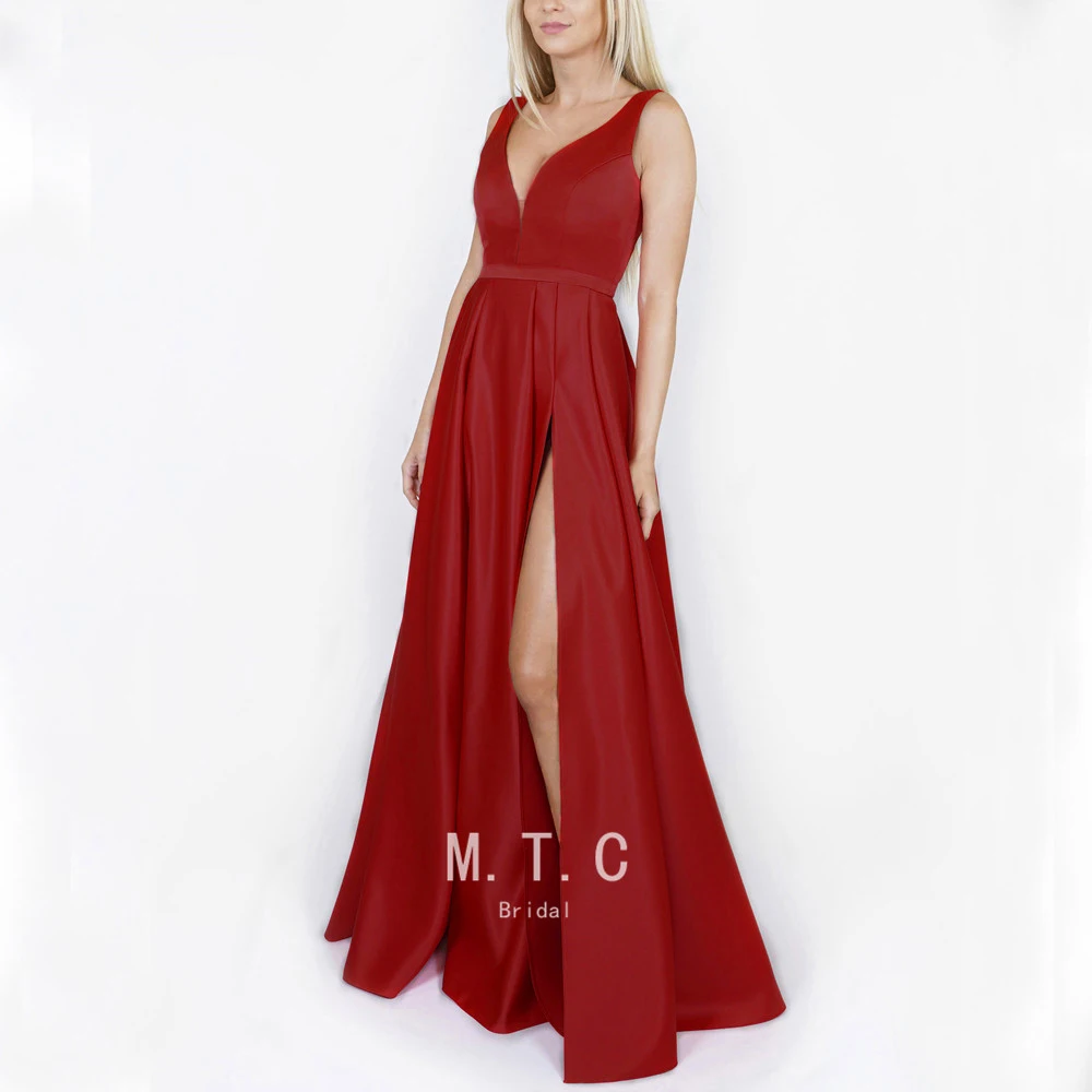 High Slit Evening Dress Burgundy A Line V Neck Sexy Satin Long Formal Dresses 2019 New Arrival Wedding Party Gowns Cheap
High Slit Evening Dress Burgundy A Line V Neck Sexy Satin Long Formal Dresses 2019 New Arrival Wedding Party Gowns Cheap