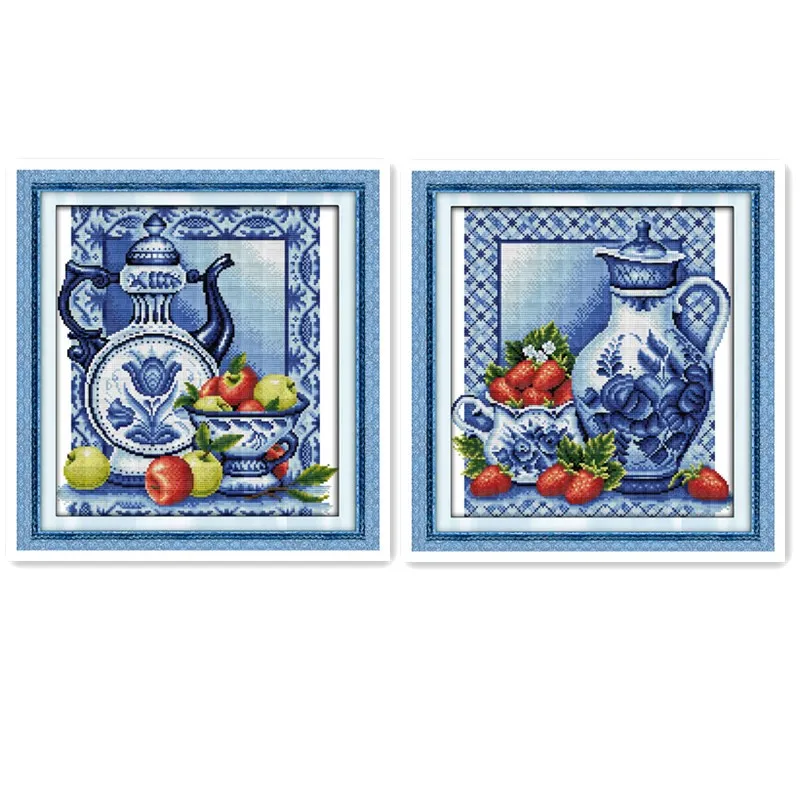 embroidery set crosBlue and white porcelain fruit pattern Printed on embroidered cloth Cross stitch kit Embroidered decoration
embroidery set crosBlue and white porcelain fruit pattern Printed on embroidered cloth Cross stitch kit Embroidered decoration
