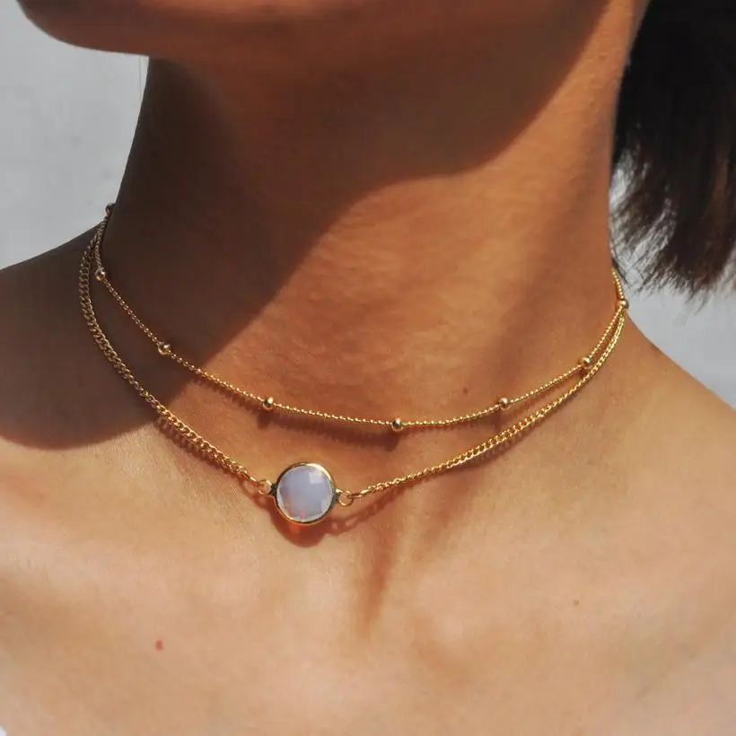 Двухслойное ожерелье с изящной цепью многослойное ожерелье-чокер золотого цвета