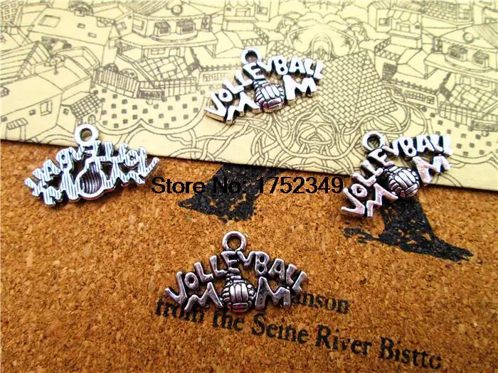 125pcs--Volleyball charms, Antique Tibetan silver Volleyball Mom charm pendants 23x13mm
125pcs--Volleyball charms, Antique Tibetan silver Volleyball Mom charm pendants 23x13mm