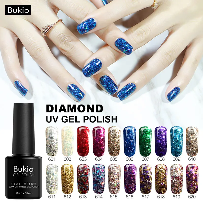 Bukio 3D Алмазный УФ гель для ногтей Впитывается маникюра Smalto Semi Permanente Unghie Hybrid