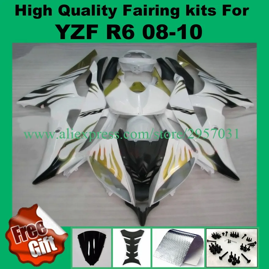 Injection Fairings+9 gifts For Yamaha YZF R6 08 09 10 11 12 13 14 15 YZF-R6 2008-2015 Golden White ABS Motorcycle Fairing Kit
Injection Fairings+9 gifts For Yamaha YZF R6 08 09 10 11 12 13 14 15 YZF-R6 2008-2015 Golden White ABS Motorcycle Fairing Kit