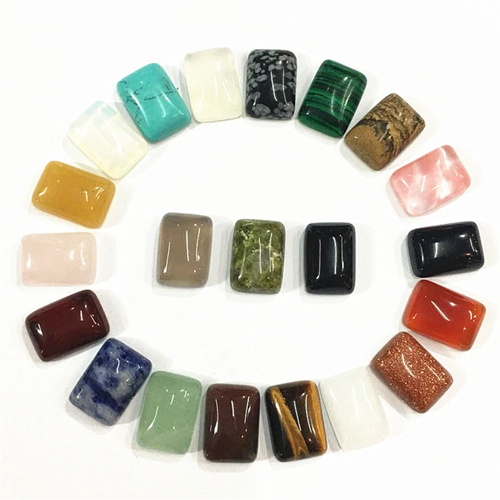 

Hot Wholesale Fashion Natural Stone Cabochons CAB Beads Rectangle High Quality For DIY Jewelry Finding Making 10*14mm 50Pcs/lot