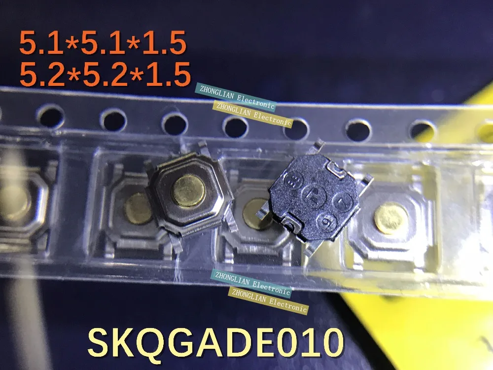 Фото Бесплатная доставка 10 шт./лот SMD кнопка переключатель SKQGADE010 5.1X5.1X1.5 5.2X5.2X1.5 |