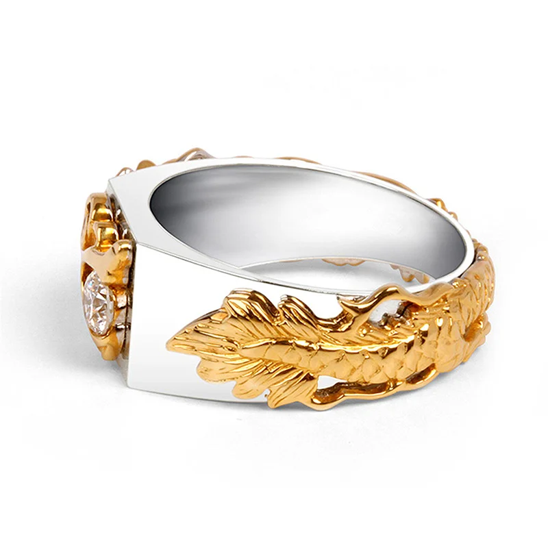 Мужское кольцо с драконом в винтажном стиле креативные кольца панк модное