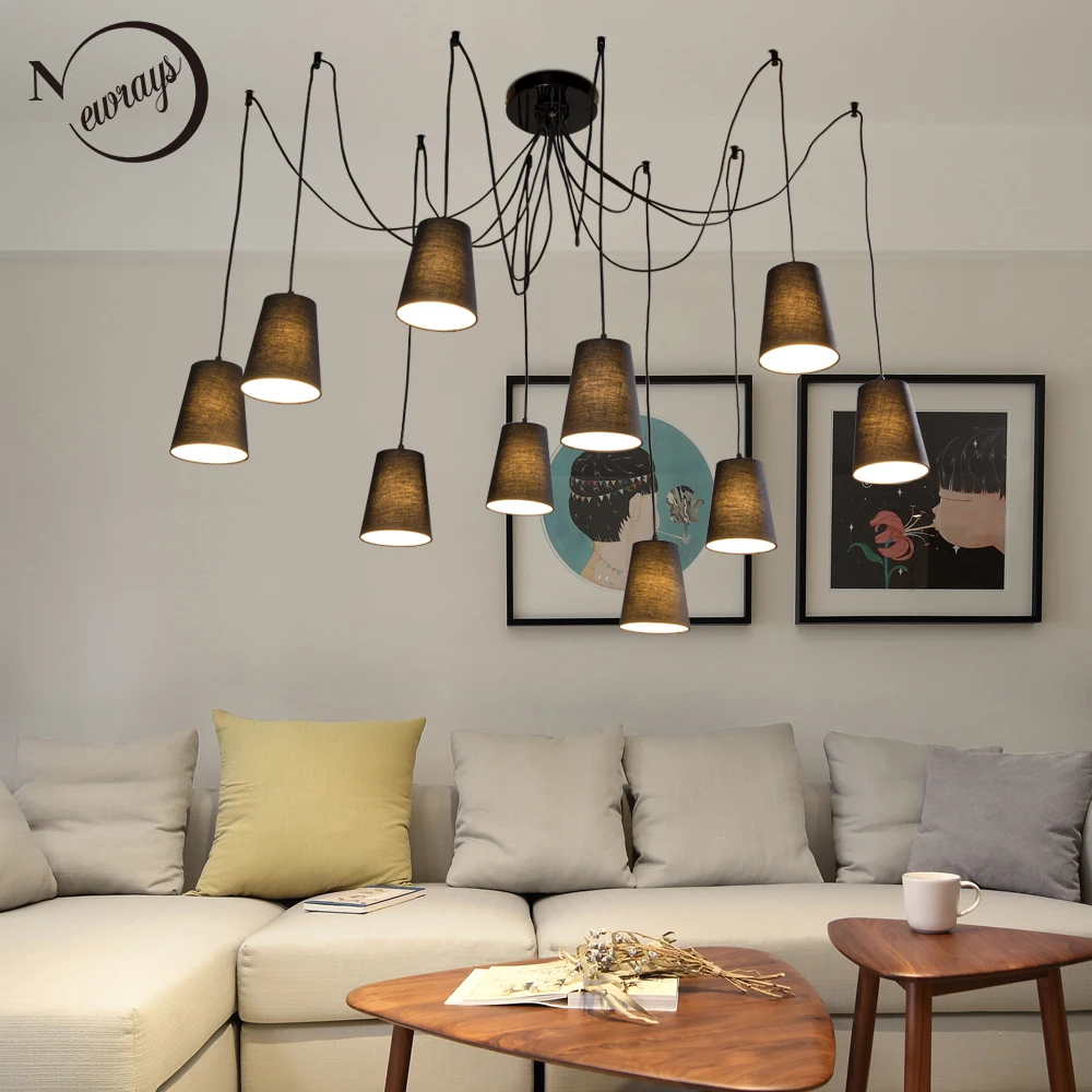 Modern large black/white spider braided pendant lamp DIY 10 heads Clusters of Hanging fabric shades ceiling lamp e14 lighting
Modern large black/white spider braided pendant lamp DIY 10 heads Clusters of Hanging fabric shades ceiling lamp e14 lighting