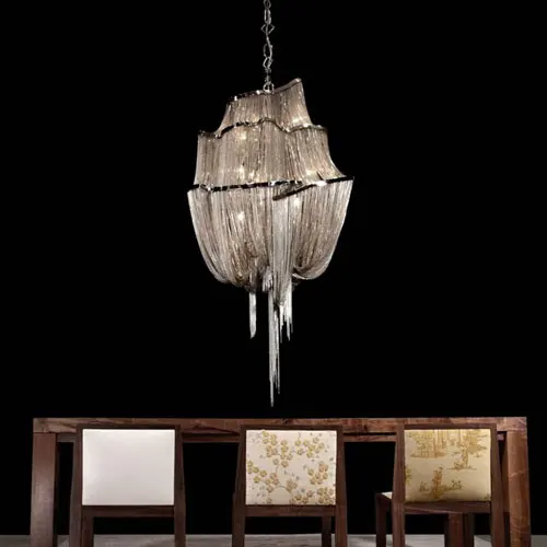French Aluminum Chain tassel Chandelier Light Fixture Empire Vintage Hanging Suspension Lustre Chain Pendant Lamp Drop Light
French Aluminum Chain tassel Chandelier Light Fixture Empire Vintage Hanging Suspension Lustre Chain Pendant Lamp Drop Light